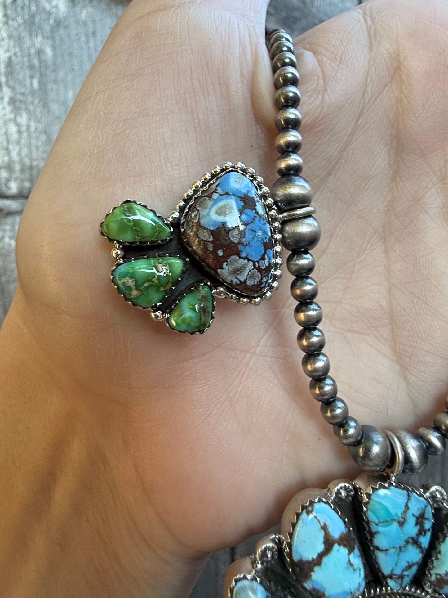 Liberty Coin Golden Hills and Sonoran Gold TurquoiseStatement Sterling Silver Necklace