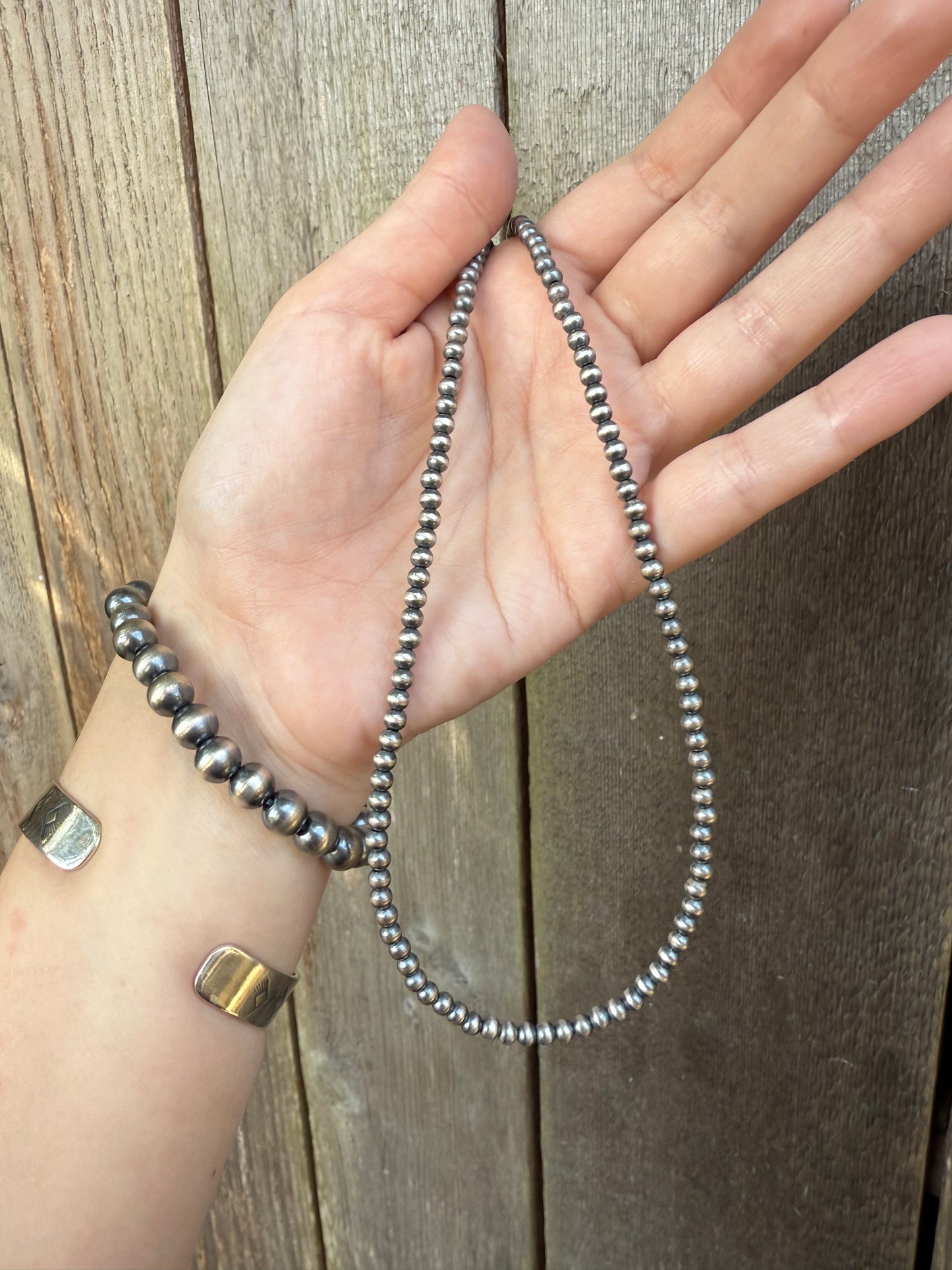 4 MM Desert Pearls Sterling Silver 925 Necklace