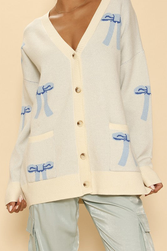 All over bow knit cardigan - 2 colors