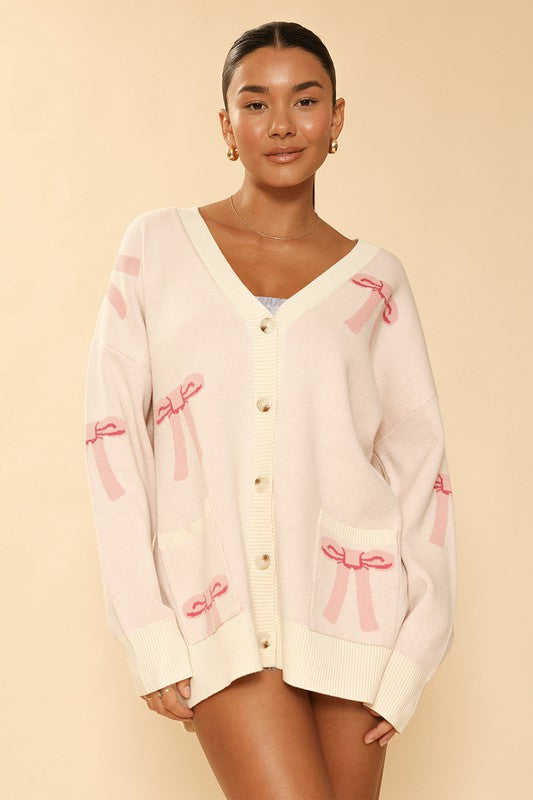 All over bow knit cardigan - 2 colors