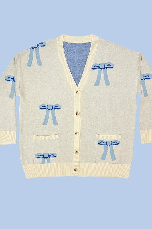 All over bow knit cardigan - 2 colors