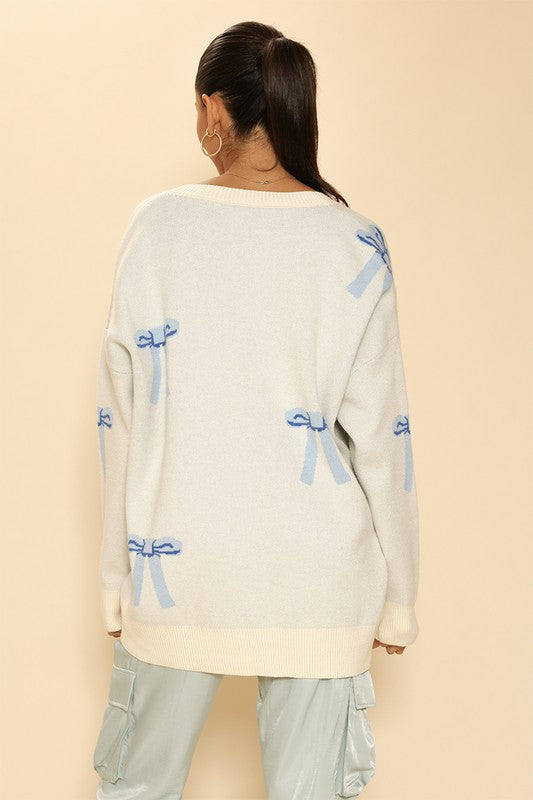 All over bow knit cardigan - 2 colors