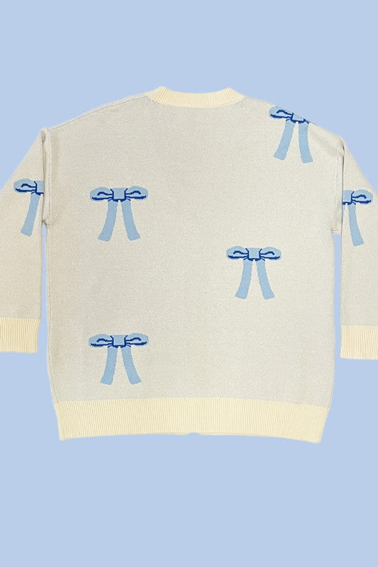 All over bow knit cardigan - 2 colors