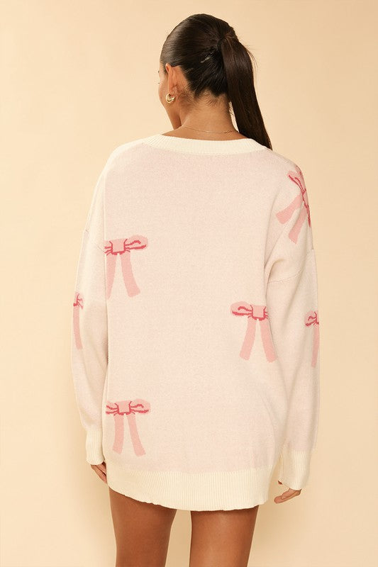 All over bow knit cardigan - 2 colors