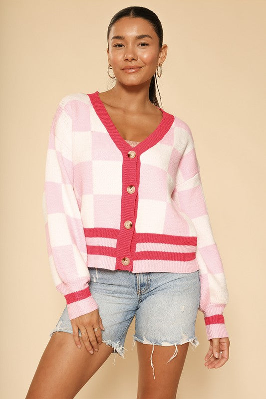 Kimber Checkered knit cardigan