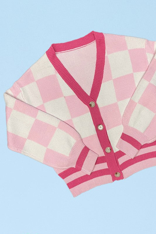 Kimber Checkered knit cardigan