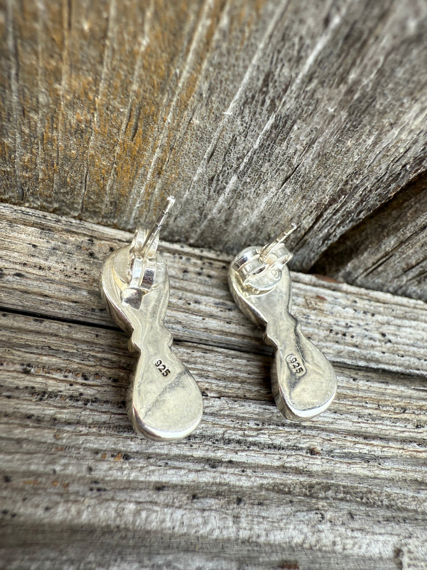 Turquoise and Rose Dahlia Teardrop Sterling Silver 925 Earrings