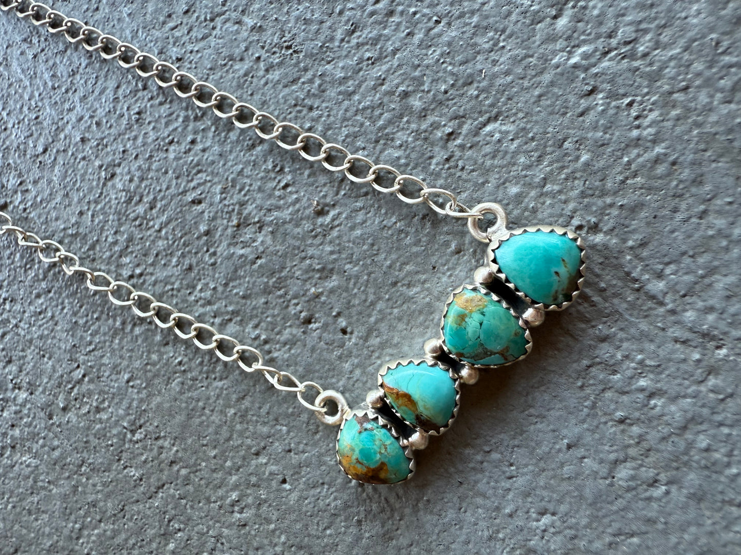 Turquoise Bar Stone 925 Necklace with Silver Chain