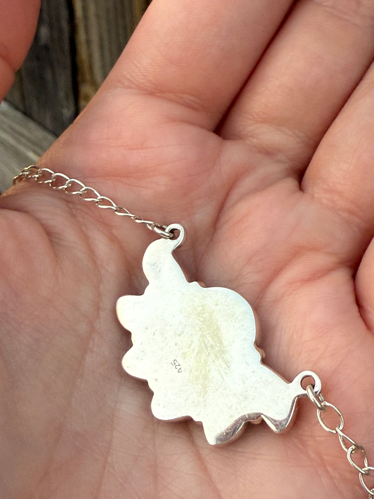 Cotton Candy Turquoise Half Flower Necklace 925 Sterling Silver