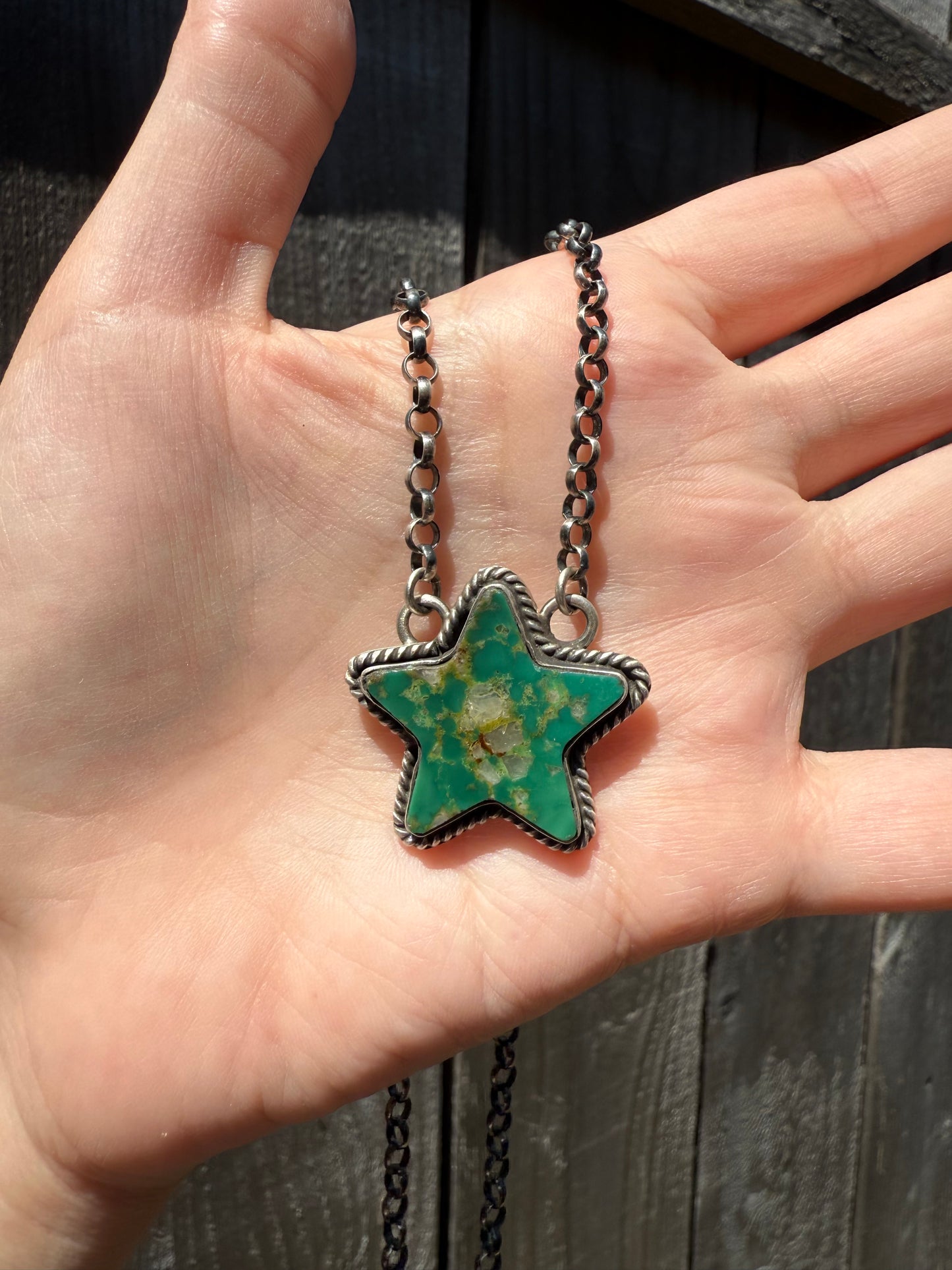 Navajo Turquoise Star Sterling Silver Necklace