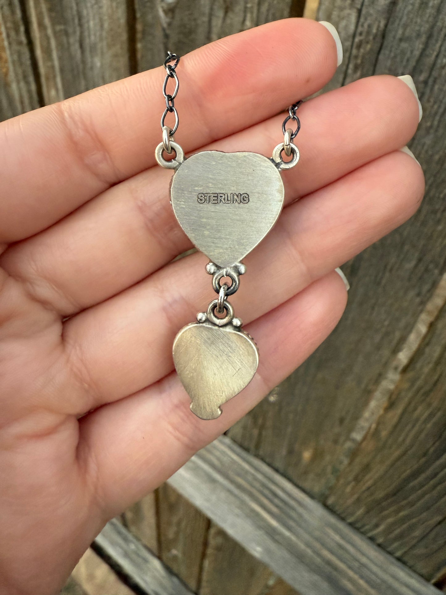 Pink Dahlia Heart Pendant Necklace with Pink and Orange Stones 925 Sterling Silver