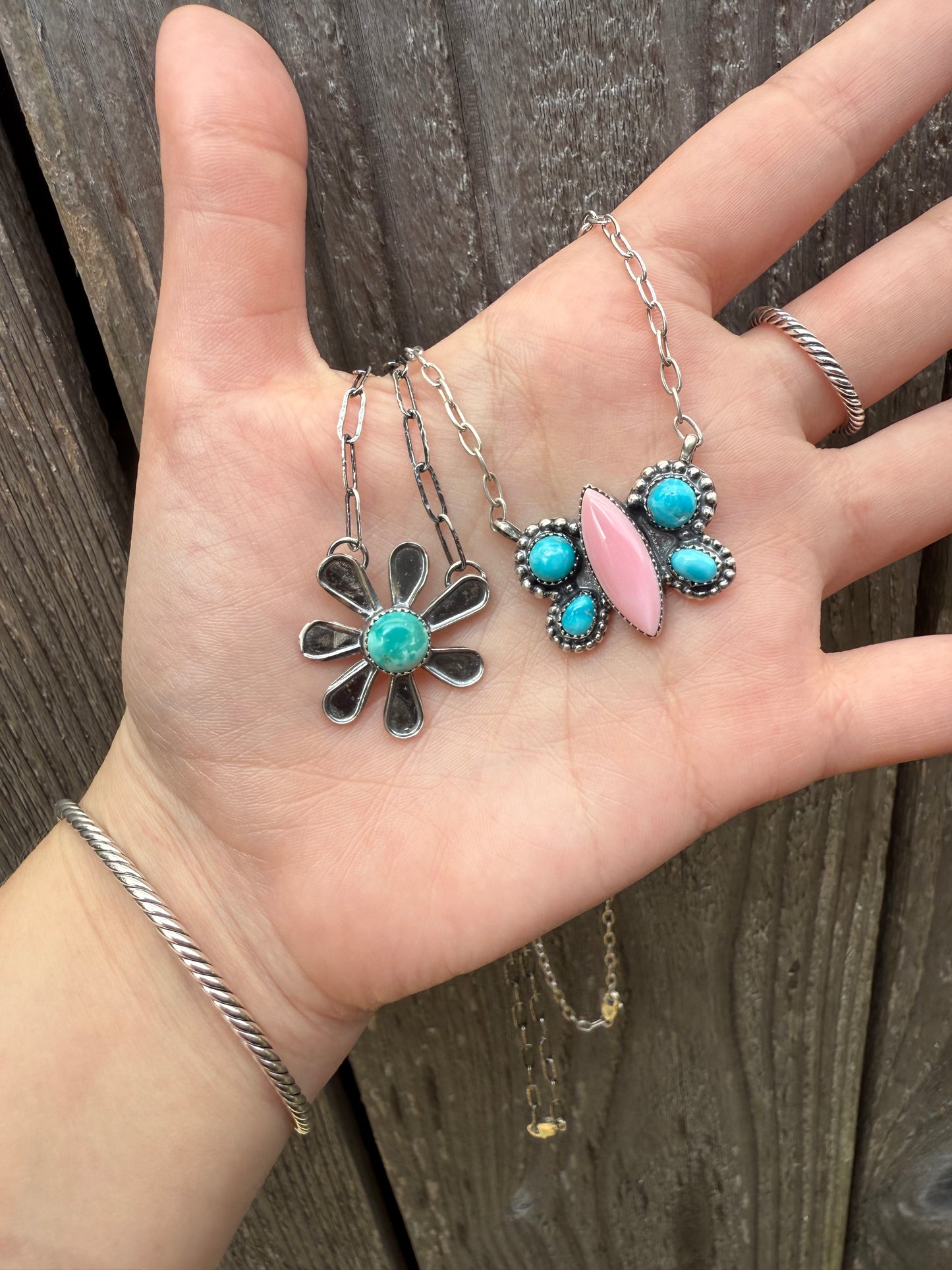 Pilot Mountain Turquoise Flower Necklace By Midwest Western Wear