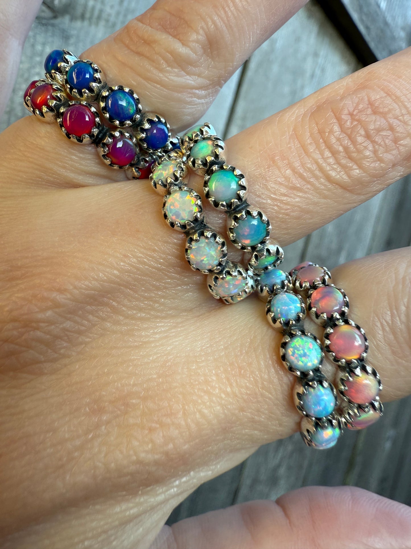 Balloon Opal Infinity Sterling Silver 925 Ring