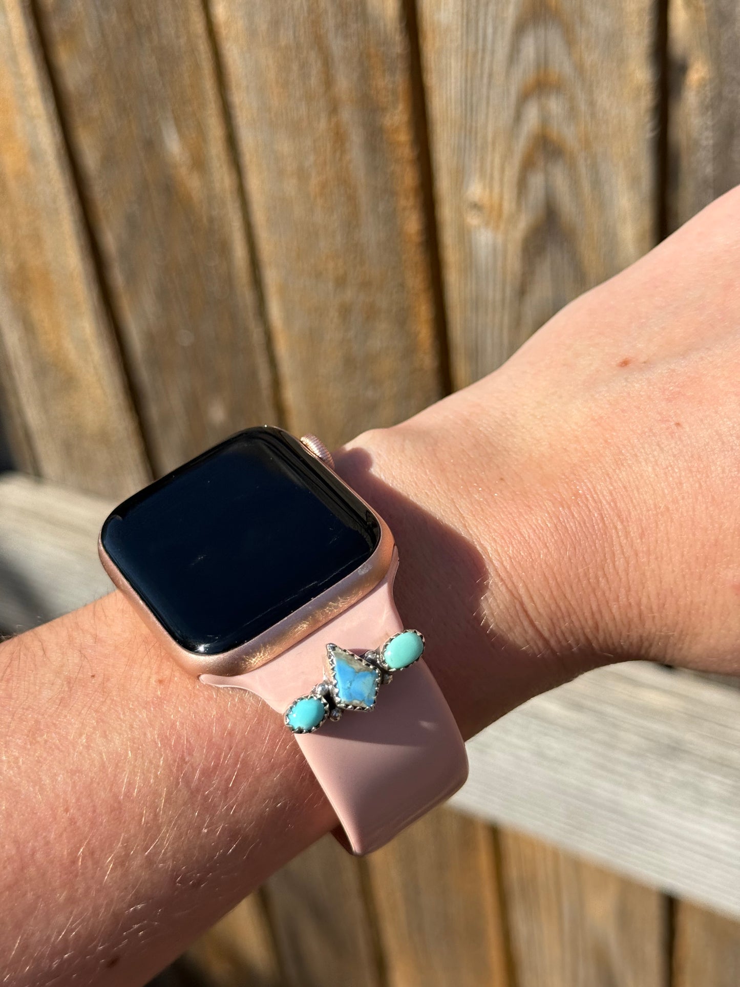 Golden Hills Turquoise Apple Smart Watch Charm 925 Sterling Stone Accent