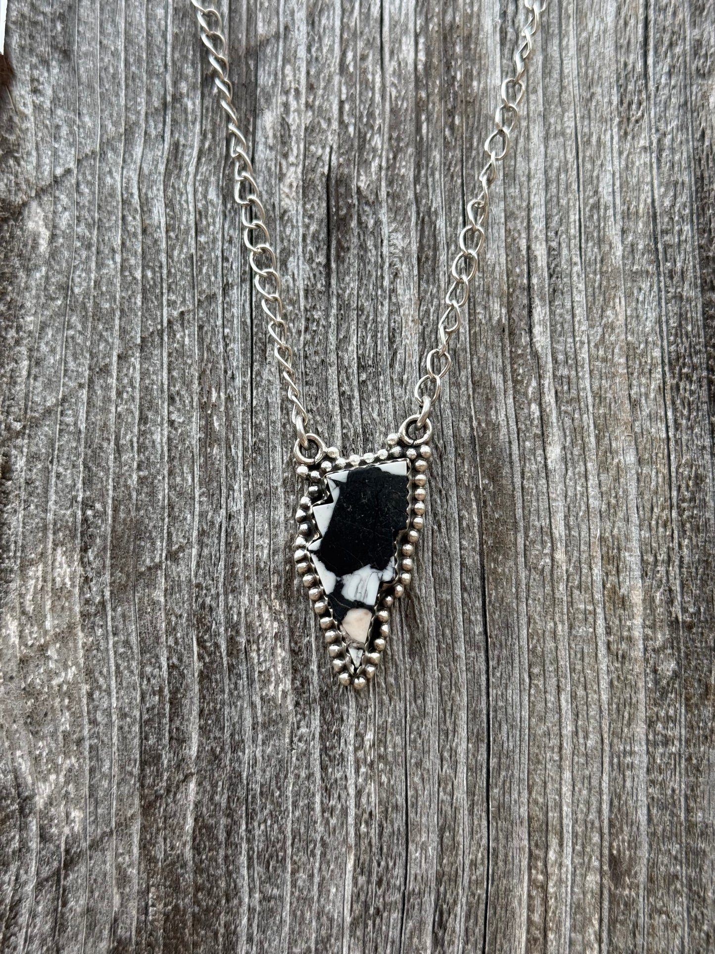 White Buffalo Lightening Bolt Sterling Silver Pendant Necklace