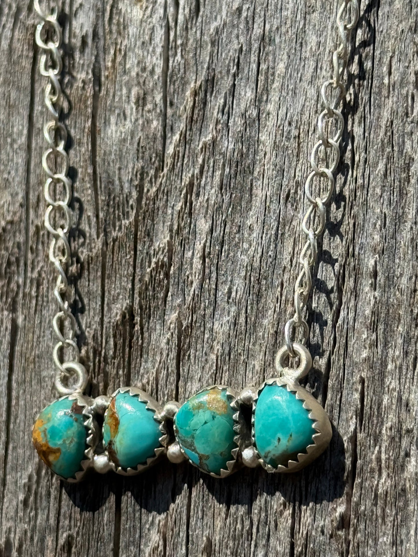 Turquoise Bar Stone 925 Necklace with Silver Chain