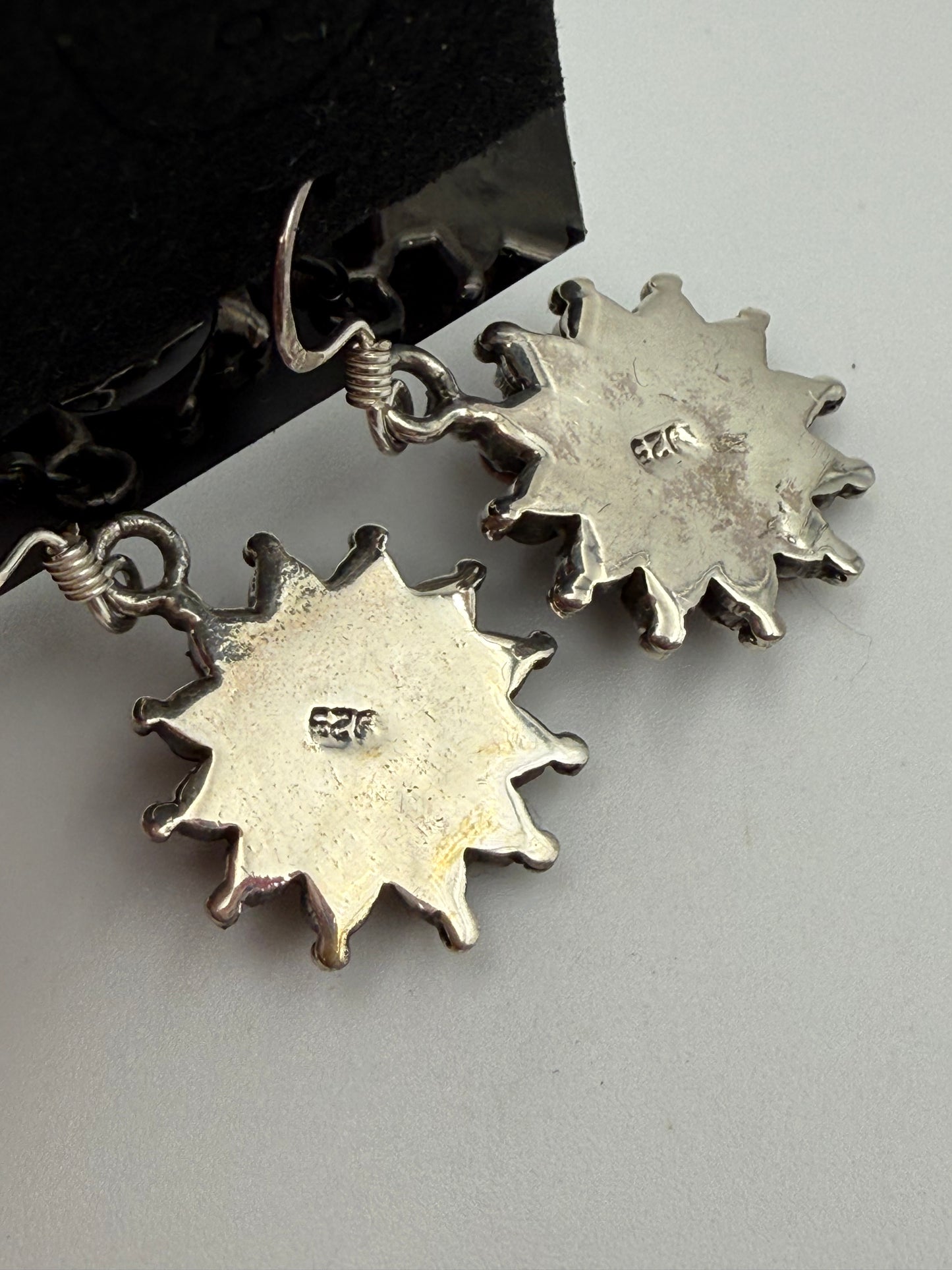 Multicolor Turquoise Needle Point Flower Earrings