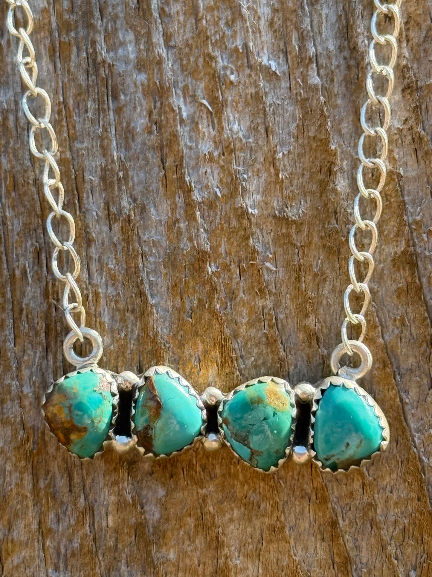 Turquoise Bar Stone 925 Necklace with Silver Chain