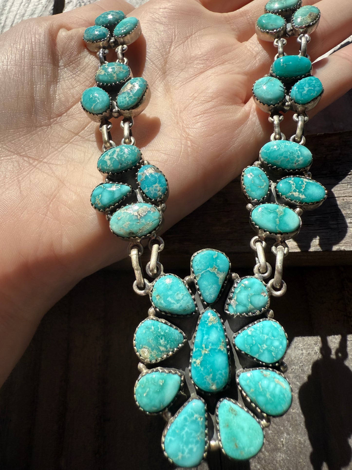 White Water Full Flower Statement Sterling Silver Necklace