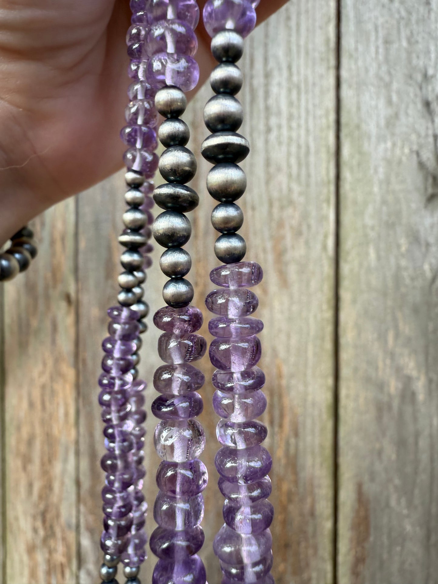 Amethyst and Desert Pearl Sterling Silver 18-20 Inch Necklace