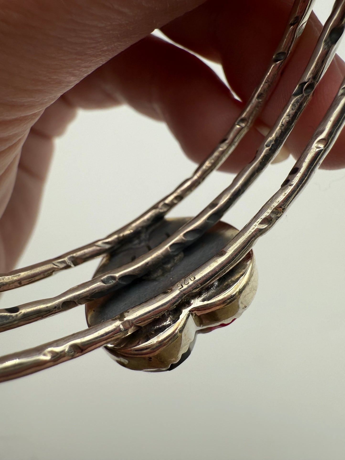 Checkered Heart Sterling Silver Cuff