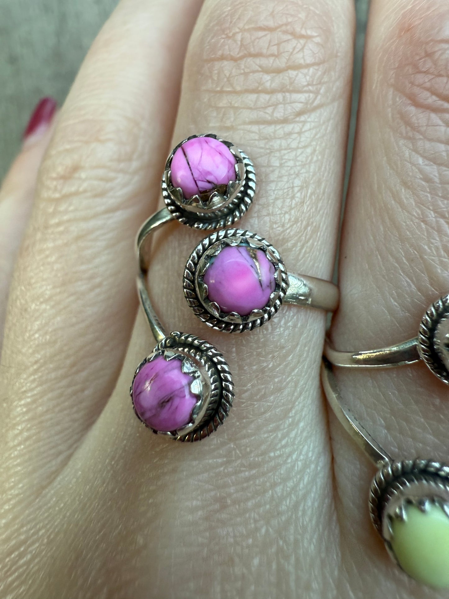 Triple Stone Floater Sterling Silver Ring