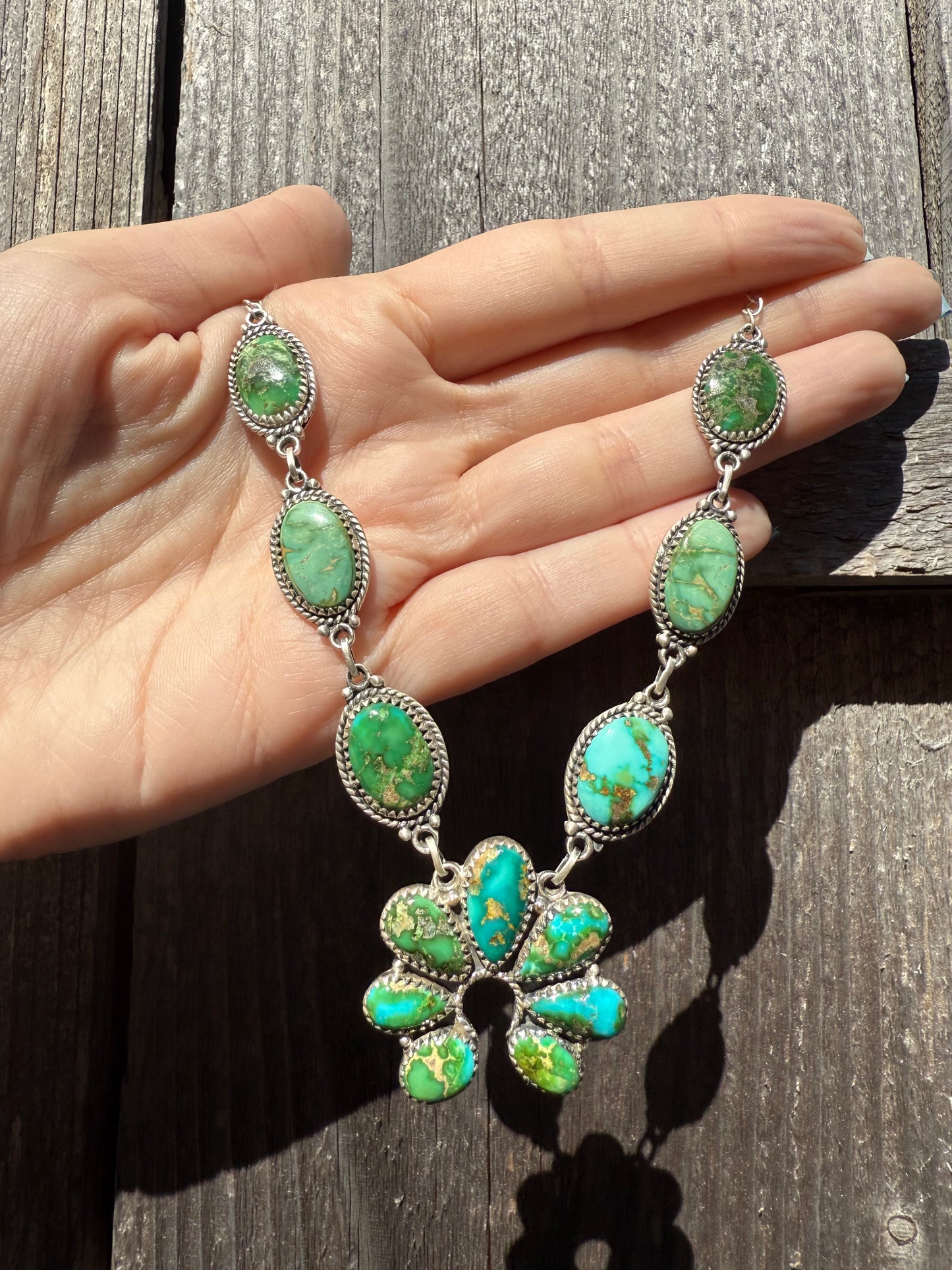 Sonoran Gold Turquoise Statement Naja Sterling Silver Necklace