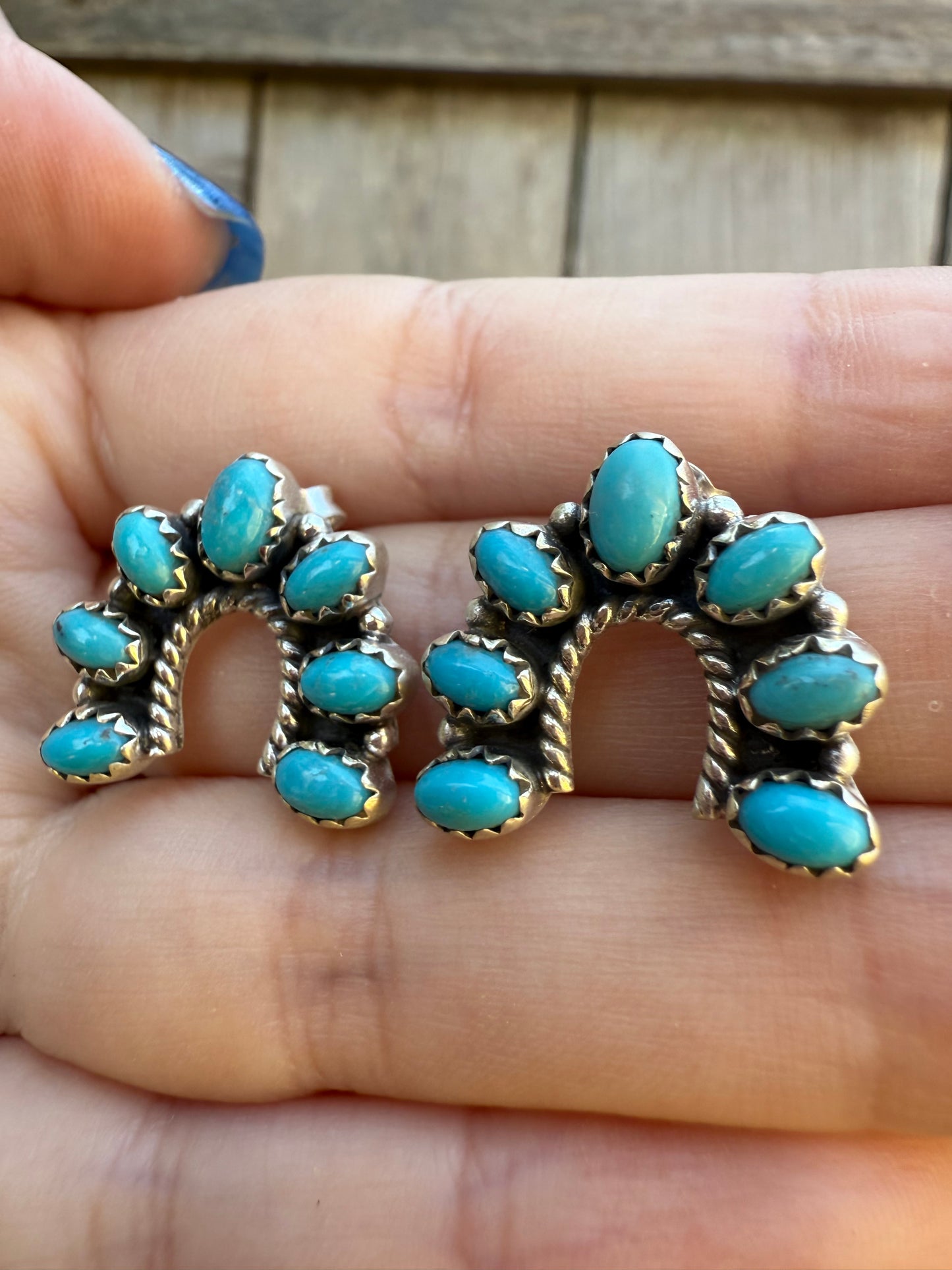 Kingman Turquoise Naja Sterling Silver Earrings