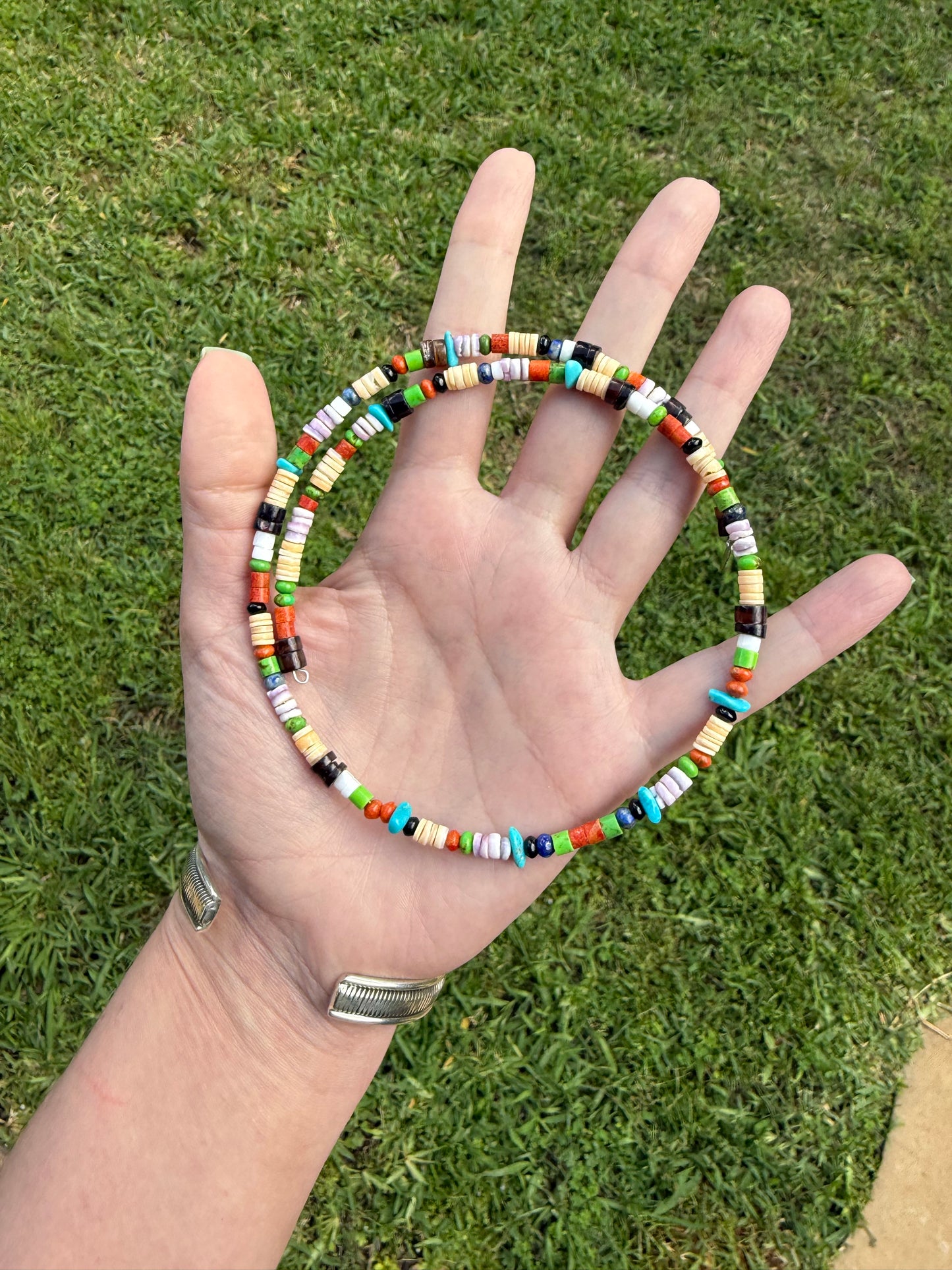 Navajo Multi Color Stone Choker Memory Wire Necklace