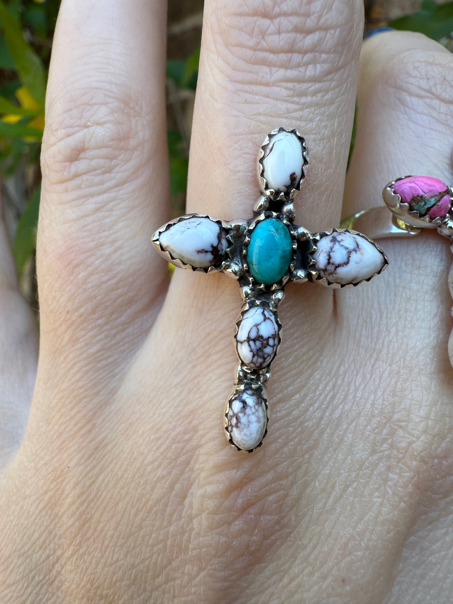 Cross Turquoise Sterling Silver 925 Adjustable Rings