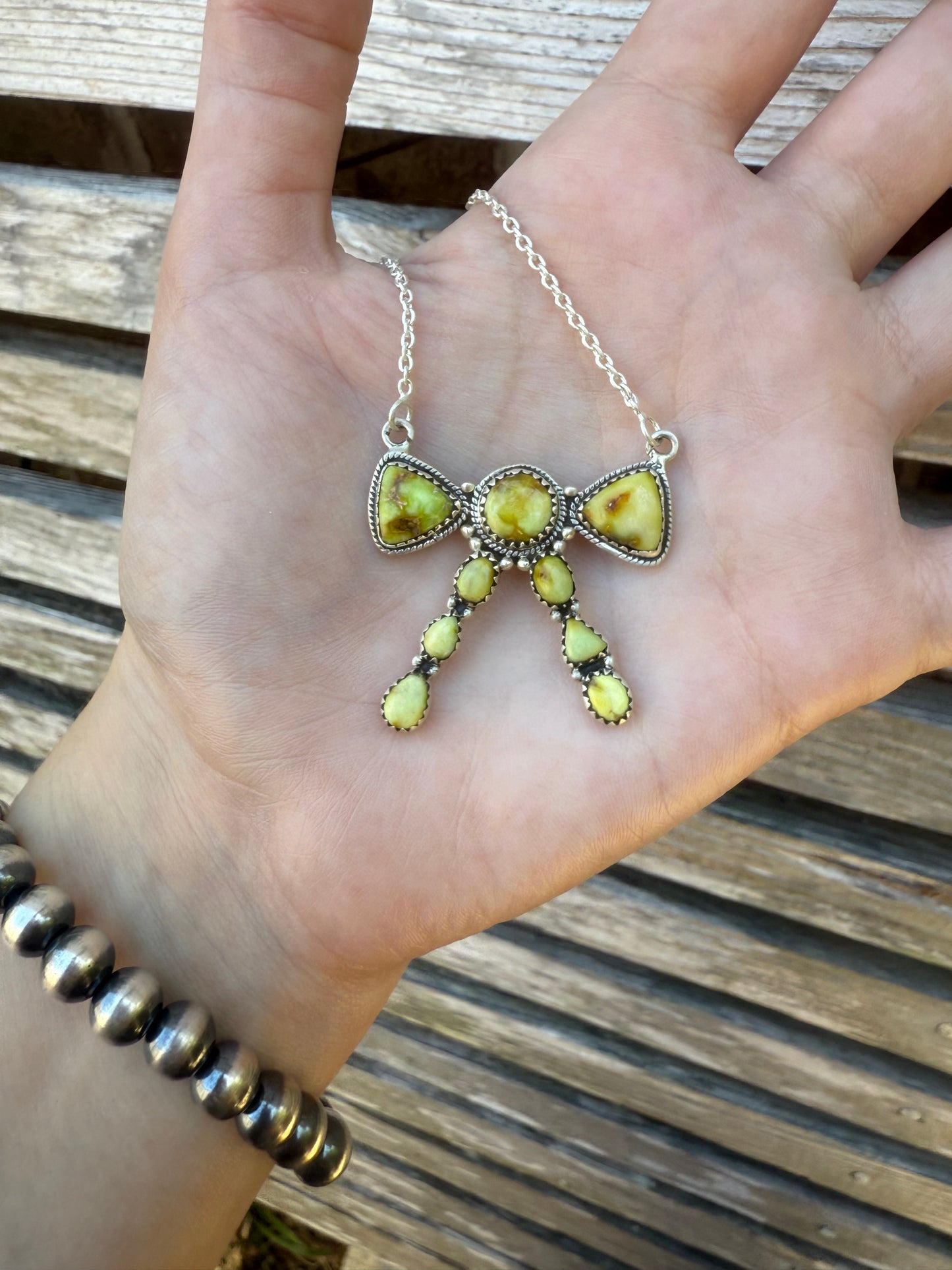 Palomino and Kingman Turquoise Sterling Silver Necklaces