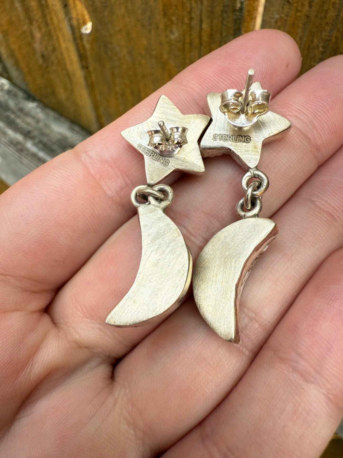 Wild Horse Star and Moon Sterling Silver Gemstone Earrings