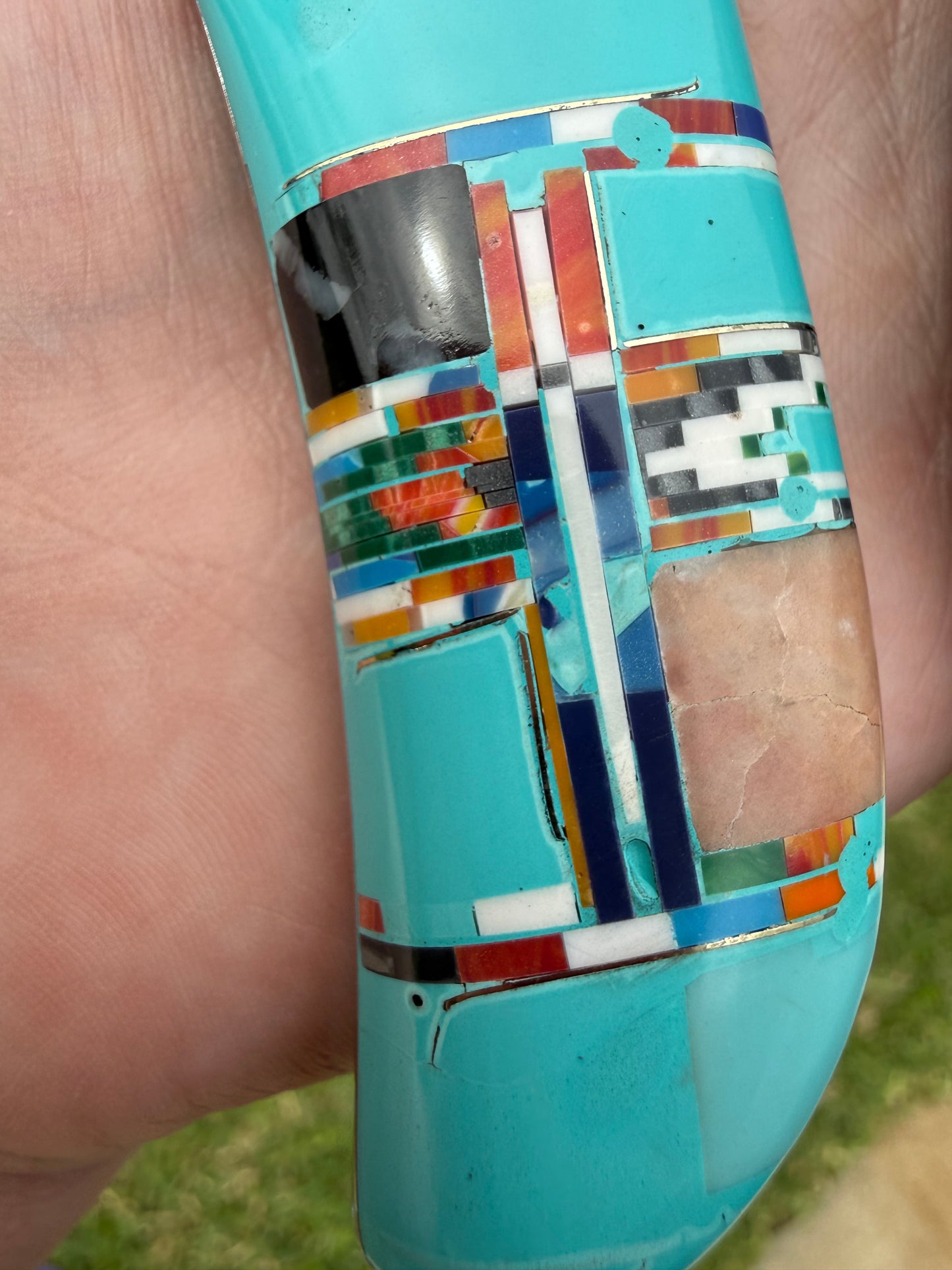 Turquoise Multi Stone Inlayed Knife and Sheath Carrying Case