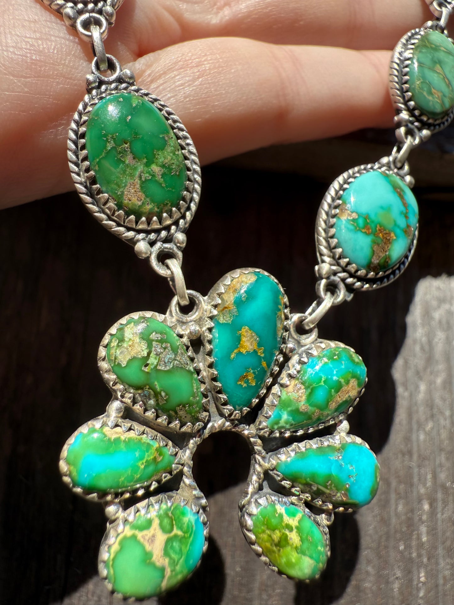 Sonoran Gold Turquoise Statement Naja Sterling Silver Necklace