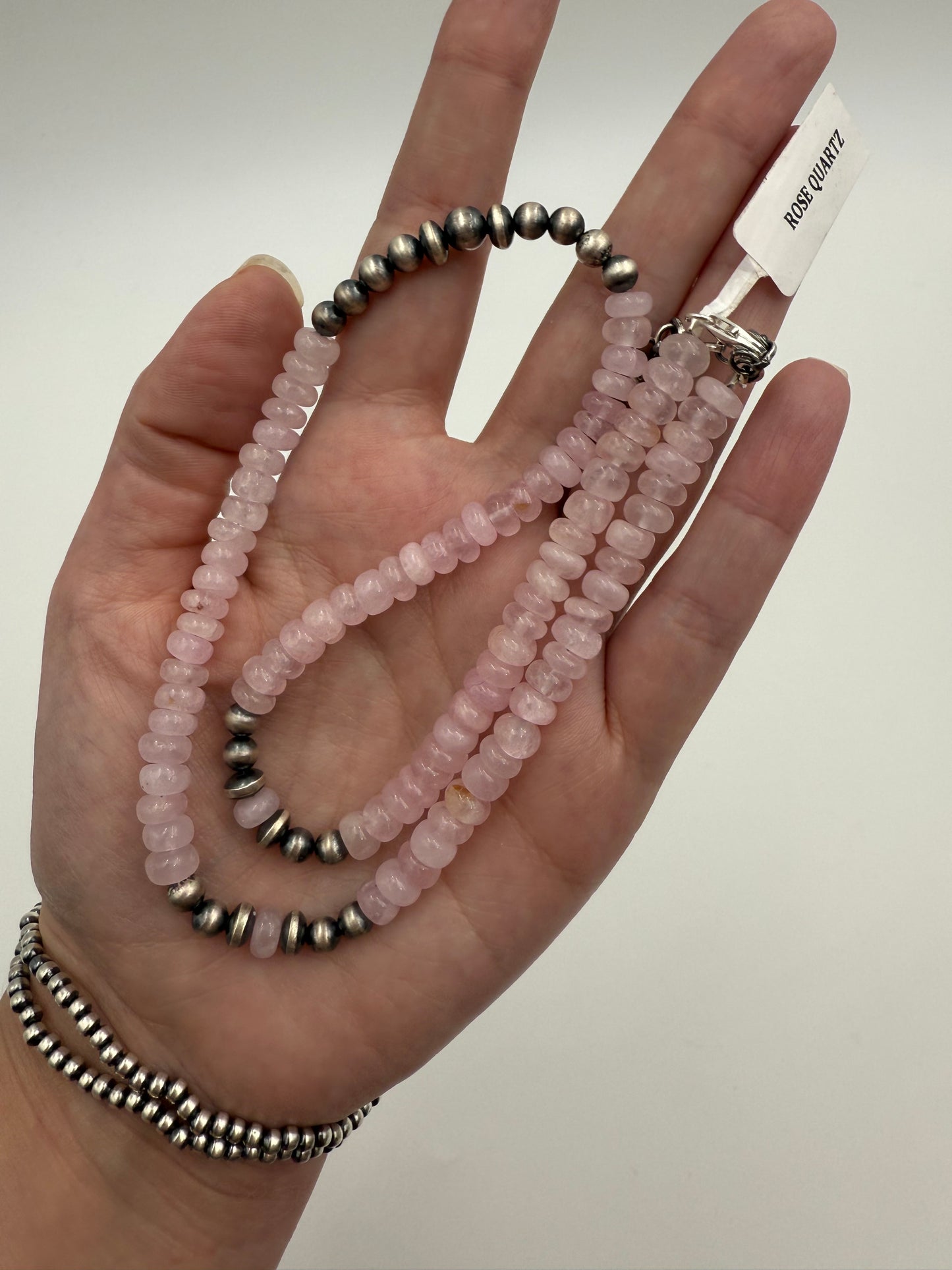 Rose Quartz Desert Pearl Sterling Silver Necklace