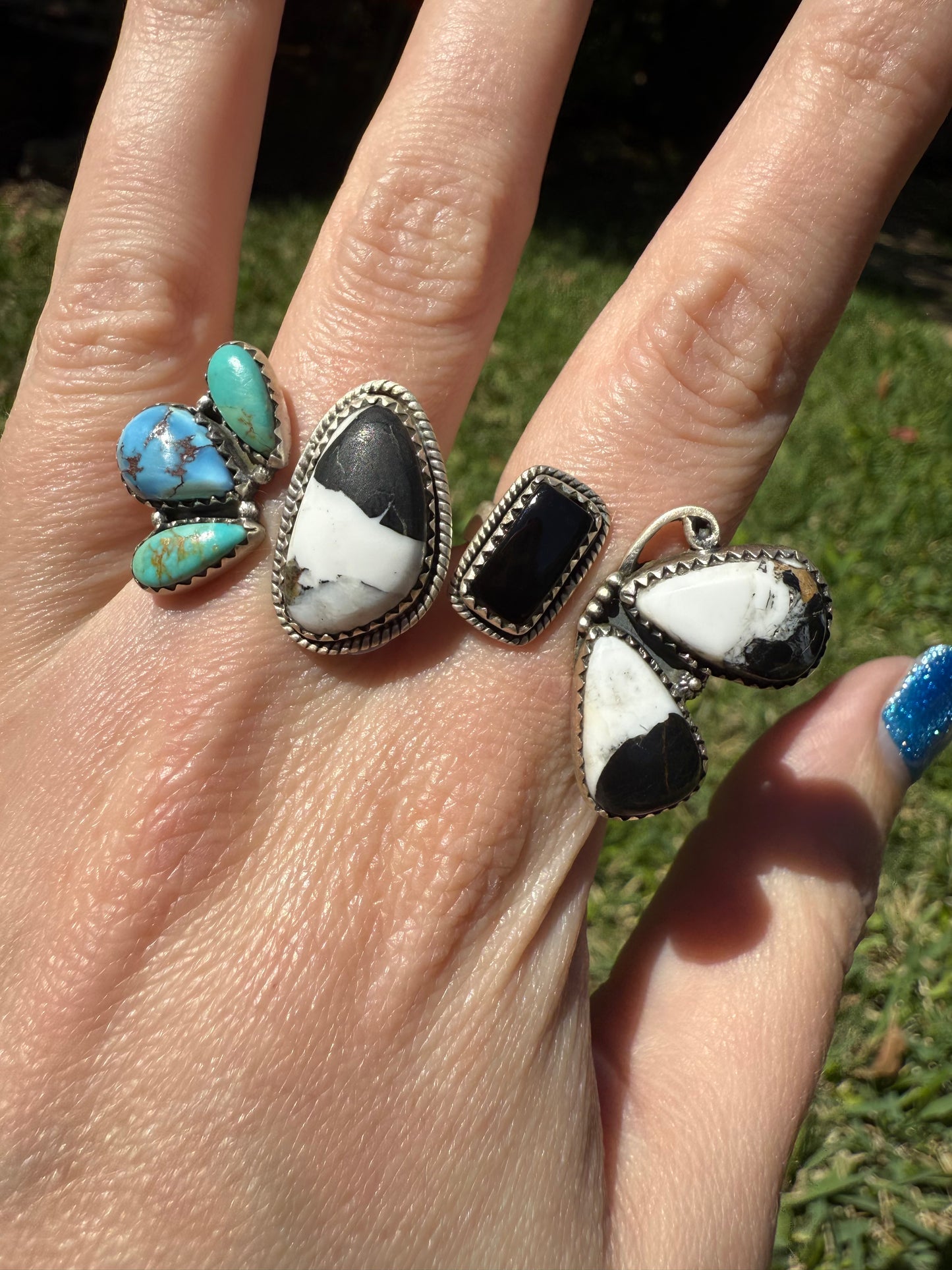 White Buffalo Floater Statement SterlingSilver Ring