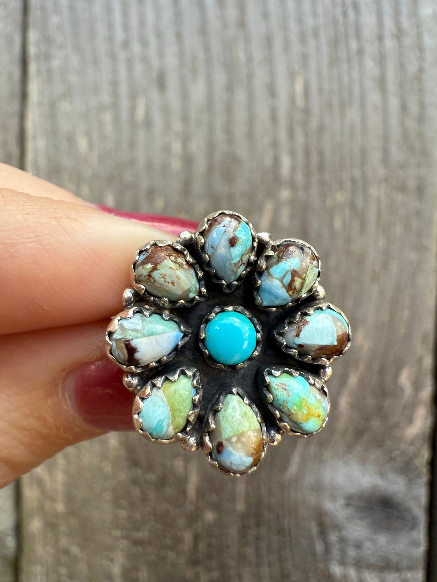 Golden Hills Kingman Full Flower Sterling Silver Adjustable Ring