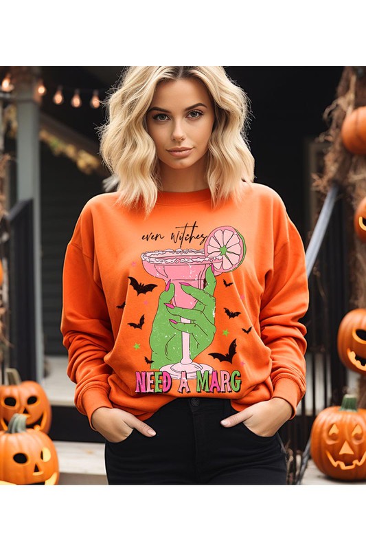 EVEN WITCHES NEEDS A MARGARITA UNISEX FLEECE SWEATSHIRT