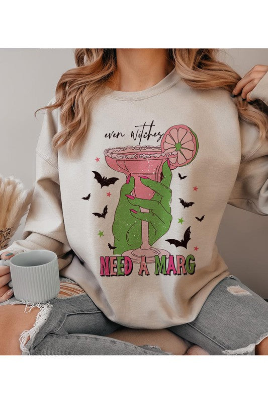 EVEN WITCHES NEEDS A MARGARITA UNISEX FLEECE SWEATSHIRT