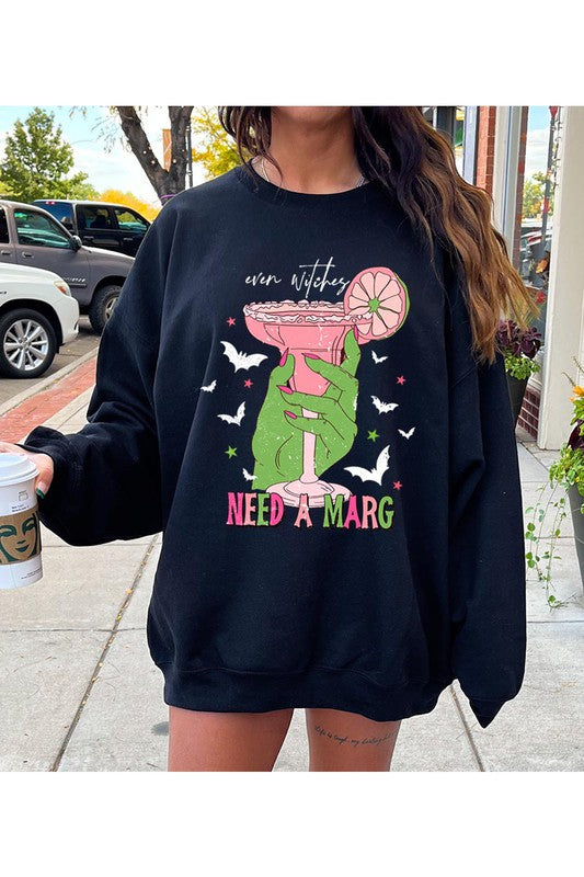 EVEN WITCHES NEEDS A MARGARITA UNISEX FLEECE SWEATSHIRT