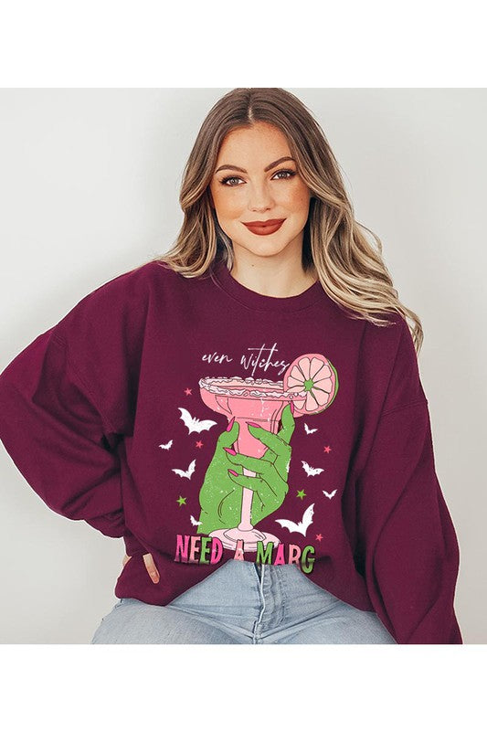 EVEN WITCHES NEEDS A MARGARITA UNISEX FLEECE SWEATSHIRT