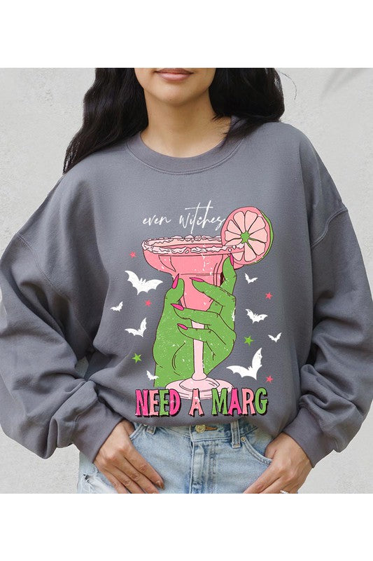 EVEN WITCHES NEEDS A MARGARITA UNISEX FLEECE SWEATSHIRT