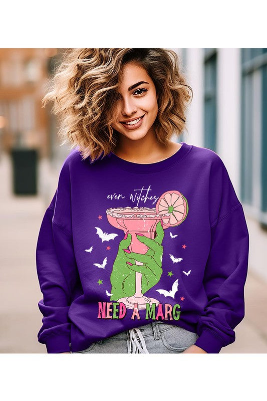 EVEN WITCHES NEEDS A MARGARITA UNISEX FLEECE SWEATSHIRT