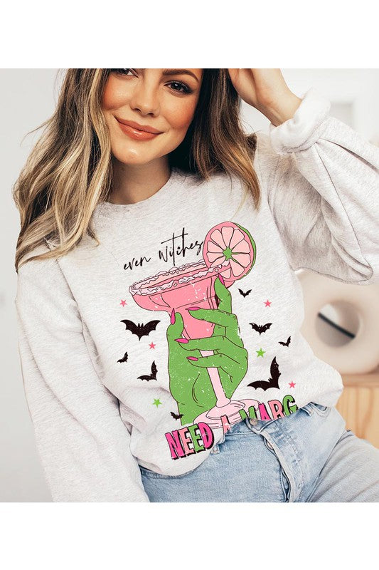 EVEN WITCHES NEEDS A MARGARITA UNISEX FLEECE SWEATSHIRT