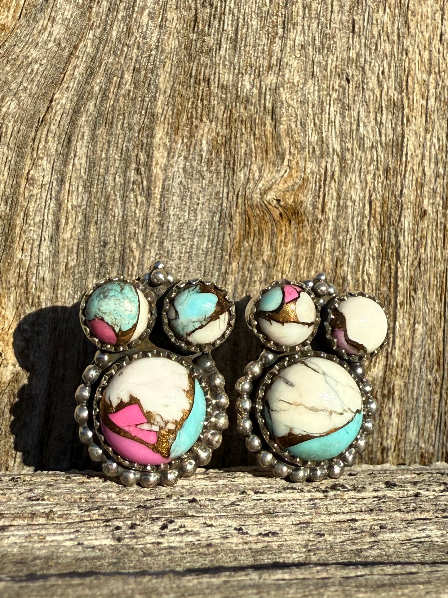 Cotton Candy Turquoise Mickey Mouse Sterling Silver 925 Earrings