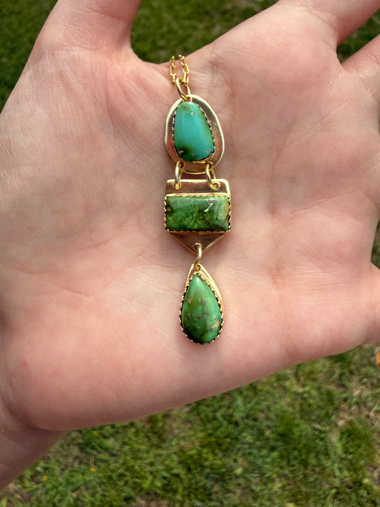 Gold Over Sterling Silver Sonoran Gold Turquoise Lariat Necklace