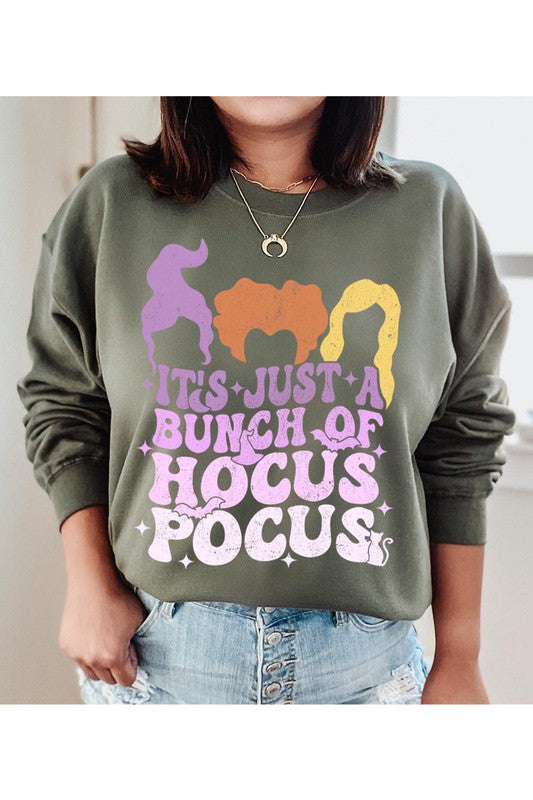 IT'S JUST A BUNCH OF HOCUS POCUS UNISEX FLEECE SWEATSHIRT