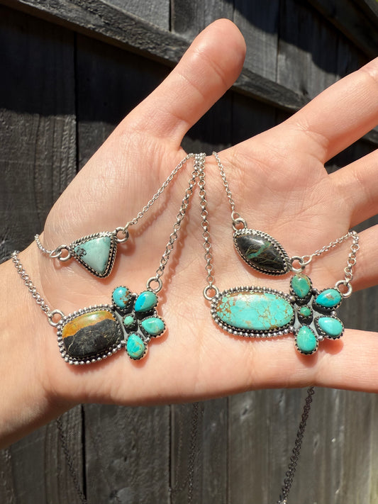 Half Flower Double Strand Sterling Silver Necklace