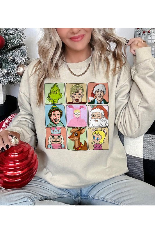 CHRISTMAS MOVIE CHARACTERS UNISEX FLEECE SWEATSHIRT