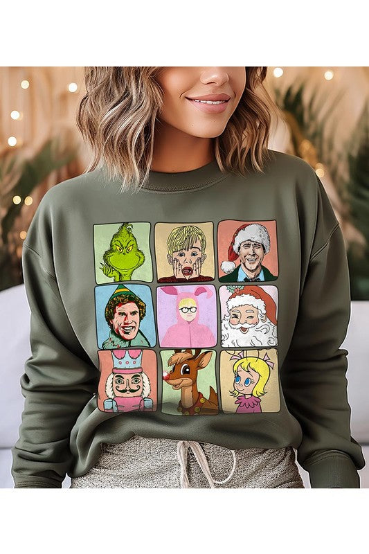 CHRISTMAS MOVIE CHARACTERS UNISEX FLEECE SWEATSHIRT